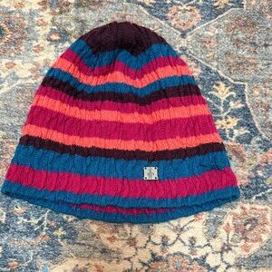 Smartwool Kids Striped Beanie in Blue, Pink, and Orange